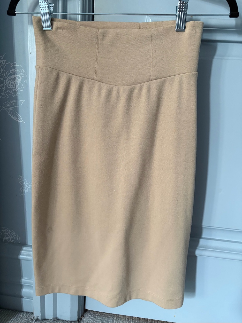 High-Waist Beige Pencil Skirt
